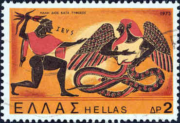 Zeus foudroyant Typhon