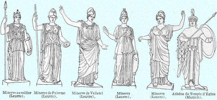 Statues antiques d'Athéna ou de Minerve