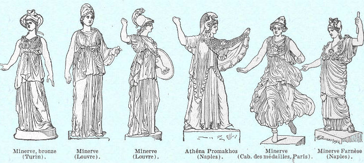 Statues antiques d'Athéna ou de Minerve